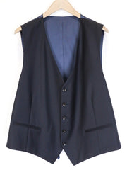 SUITSUPPLY Ferrara vyriška liemenė UK50R tamsiai mėlyna plona vilnonė V formos iškirpte klasikinė oficiali liemenė 