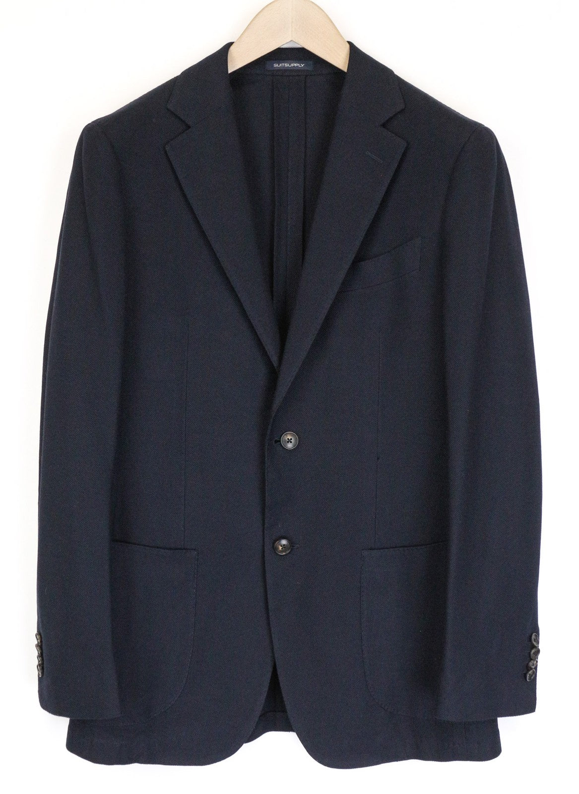 SUITSUPPLY Havana Patch Men's Suit UK38R Blue Slim Knit 2Pc Unlined Cotton