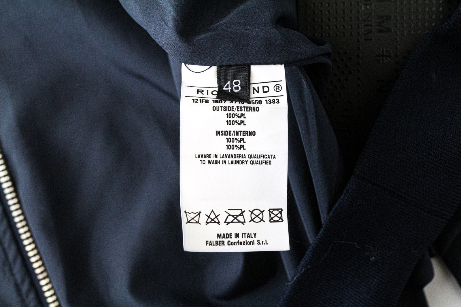 RICHMOND Men's Bomber Jacket 48 Blue Lightweight Embroidered Back Long Sleeve