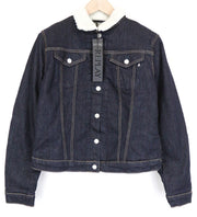 REPLAY Women's Jacket XL Blue Stretch Cotton Denim Collared Long Sleeve Lined