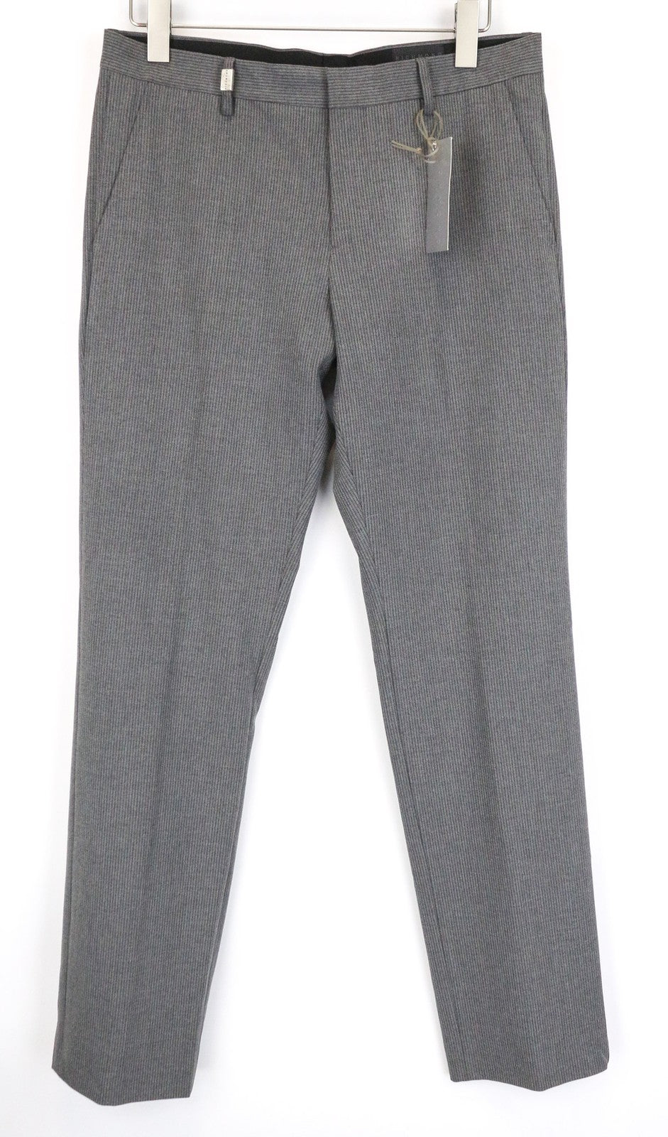 RICHMOND Men's Trousers 48 Grey Pleated Striped Stretch Fabric Classic Formal