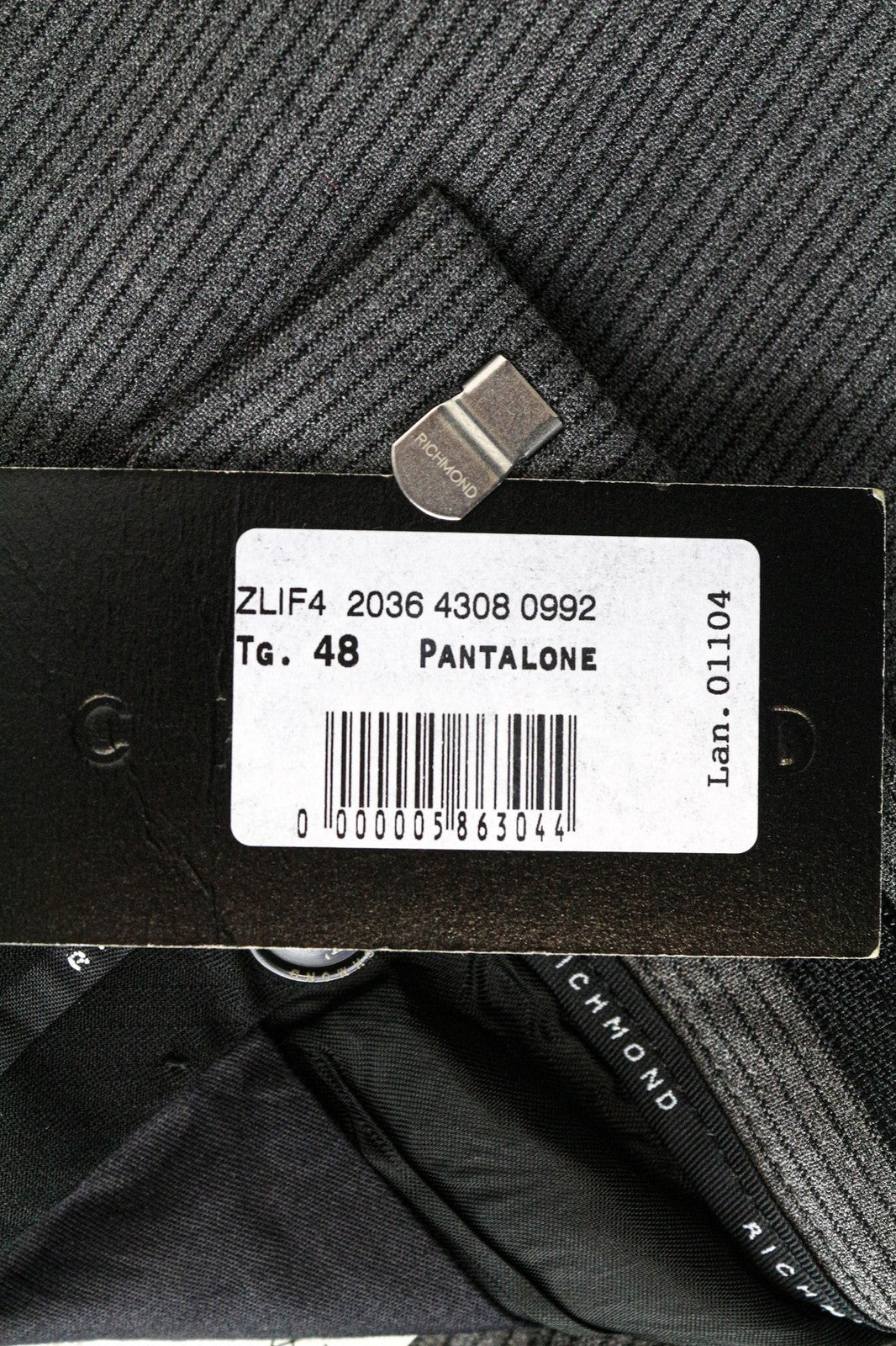 RICHMOND Men's Trousers 48 Grey Pleated Striped Stretch Fabric Classic Formal