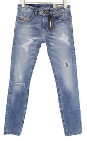 DIESEL Thommer 0090M Men's Jeans W28/L32 Blue Ripped Slim Skinny Stretch Denim