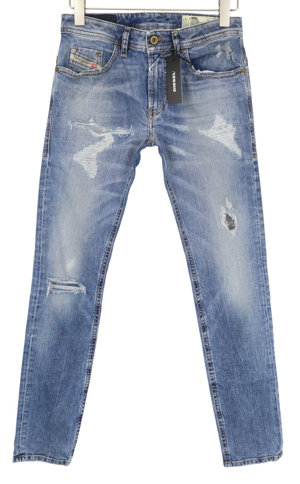 DIESEL Thommer 0090M Men's Jeans W28/L32 Blue Ripped Slim Skinny Stretch Denim