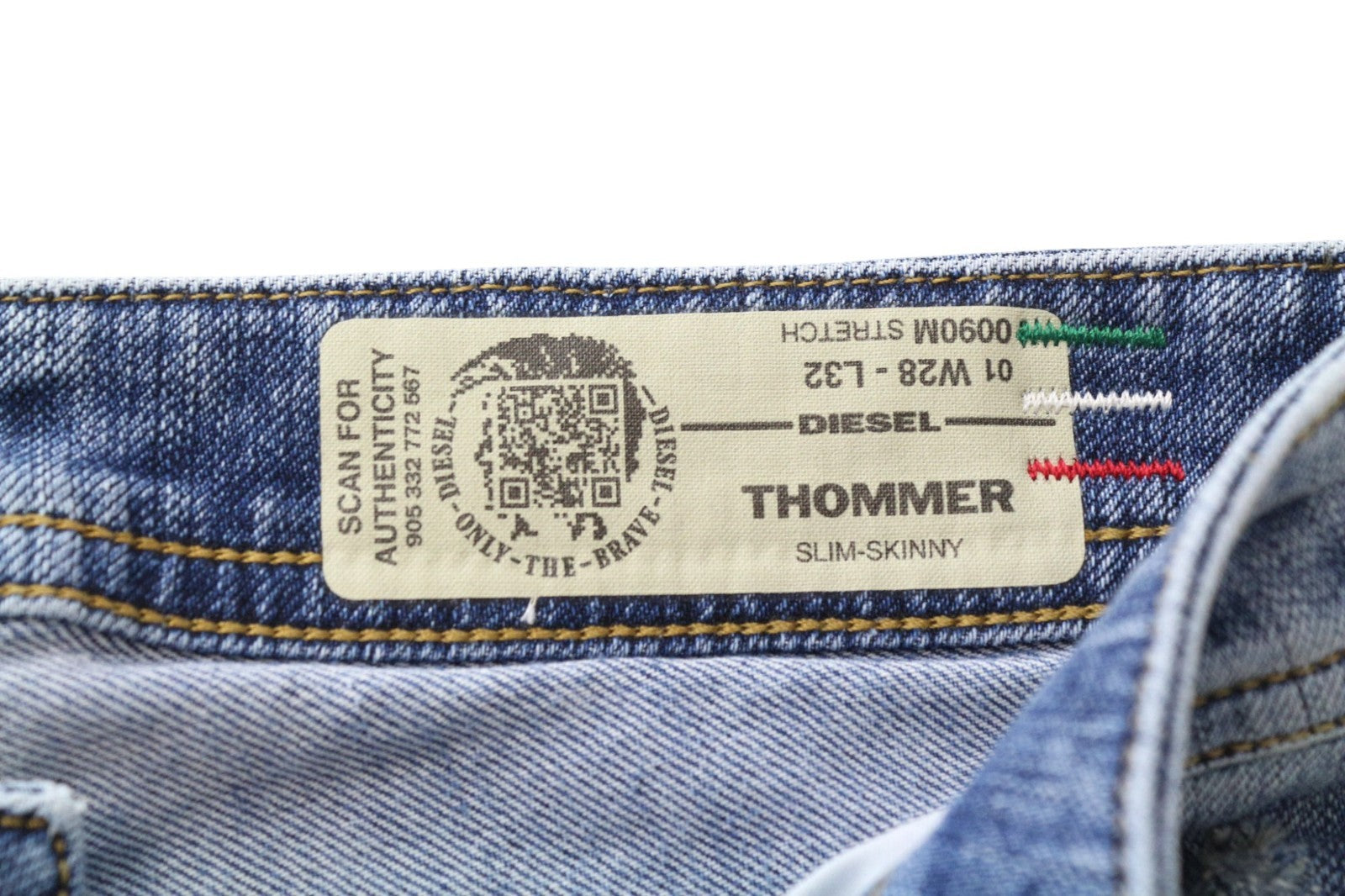 DIESEL Thommer 0090M Men's Jeans W28/L32 Blue Ripped Slim Skinny Stretch Denim