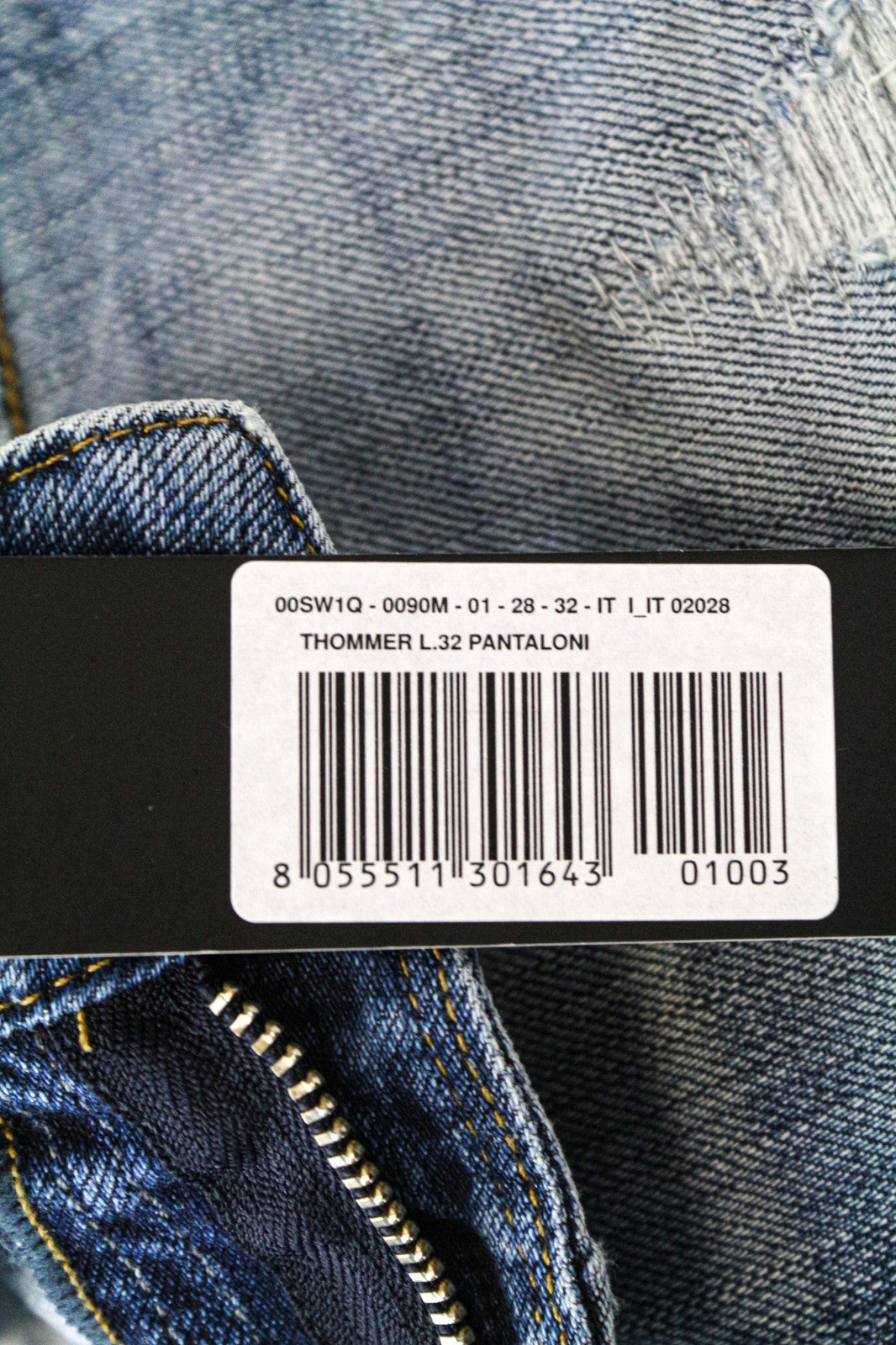 DIESEL Thommer 0090M Men's Jeans W28/L32 Blue Ripped Slim Skinny Stretch Denim