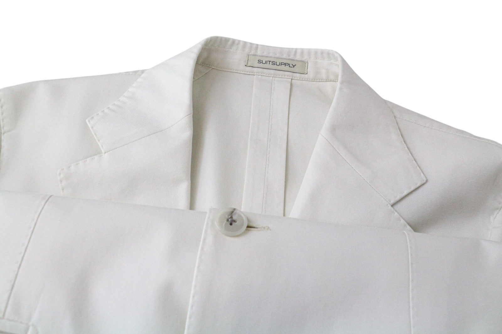 SUITSUPPLY Havana Men Blazer UK38R Off-White Slim Single-Breasted 2 Piece
