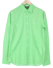 REPLAY Men Shirt M Green Patterned Long Sleeved Button-Up Regular Fit