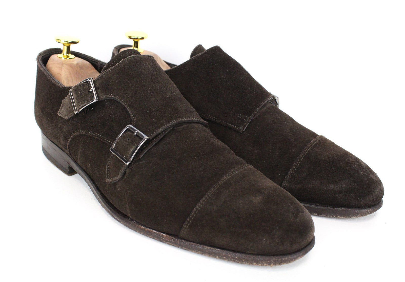 SUITSUPPLY Men Formal Shoes EU39.5 Brown Leather Suede Double-Buckled Classic