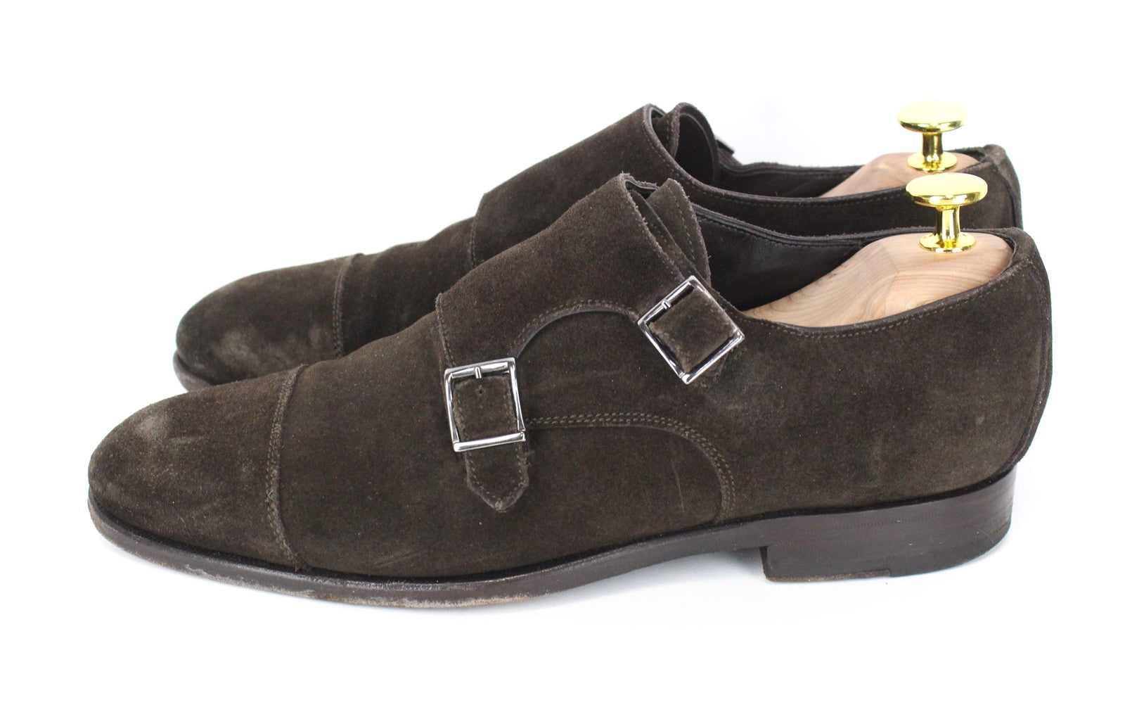 SUITSUPPLY Men Formal Shoes EU39.5 Brown Leather Suede Double-Buckled Classic