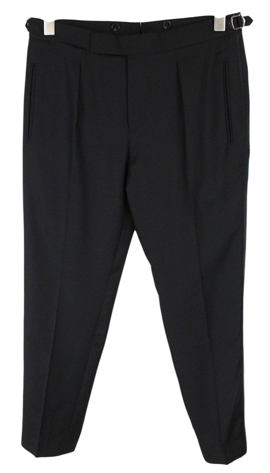SUITSUPPLY La Spalla Men Suit UK30R Black Slim 2-Piece Pure Wool Tuxedo Twill