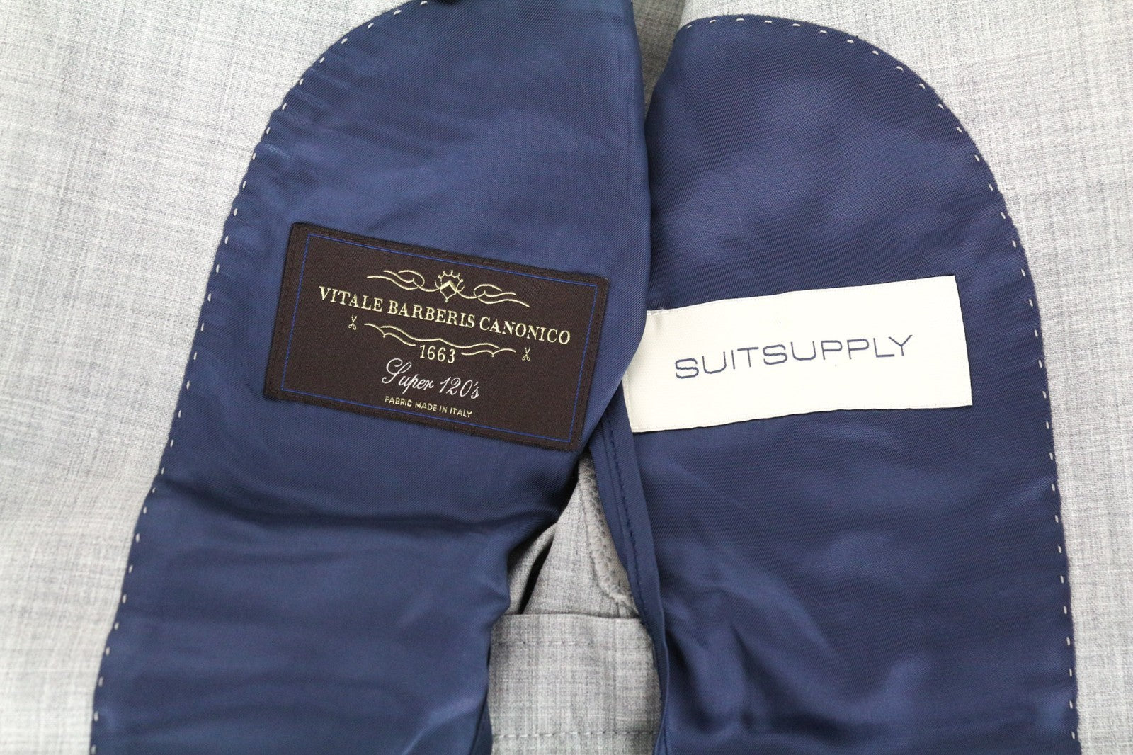 SUITSUPPLY La Spalla Men Suit UK30R Light Grey Slim 2-Piece Melange Wool S120s