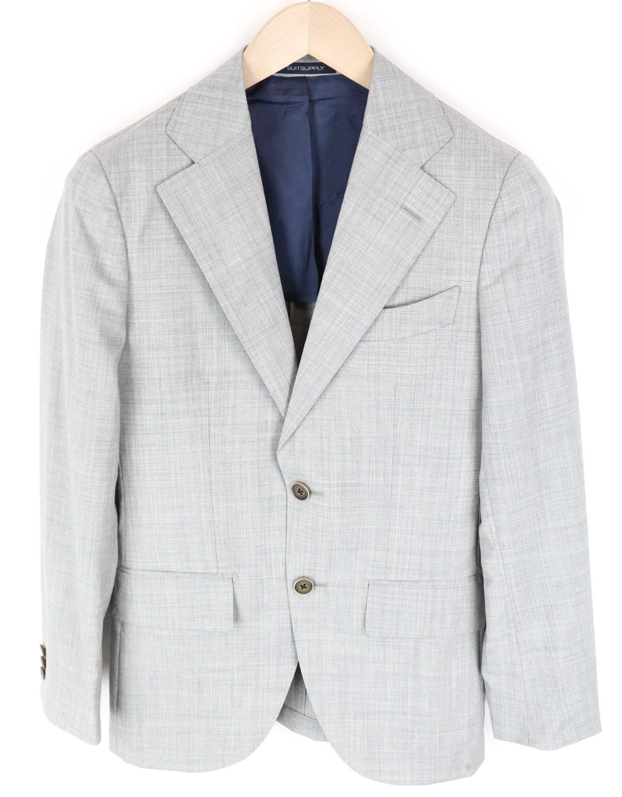 SUITSUPPLY La Spalla Men Suit UK30R Light Grey Slim 2-Piece Melange Wool S120s