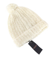 MAISON SCOTCH Women Hat One Size Off-White Beanie Wool Alpaca Teddie Pom Pom