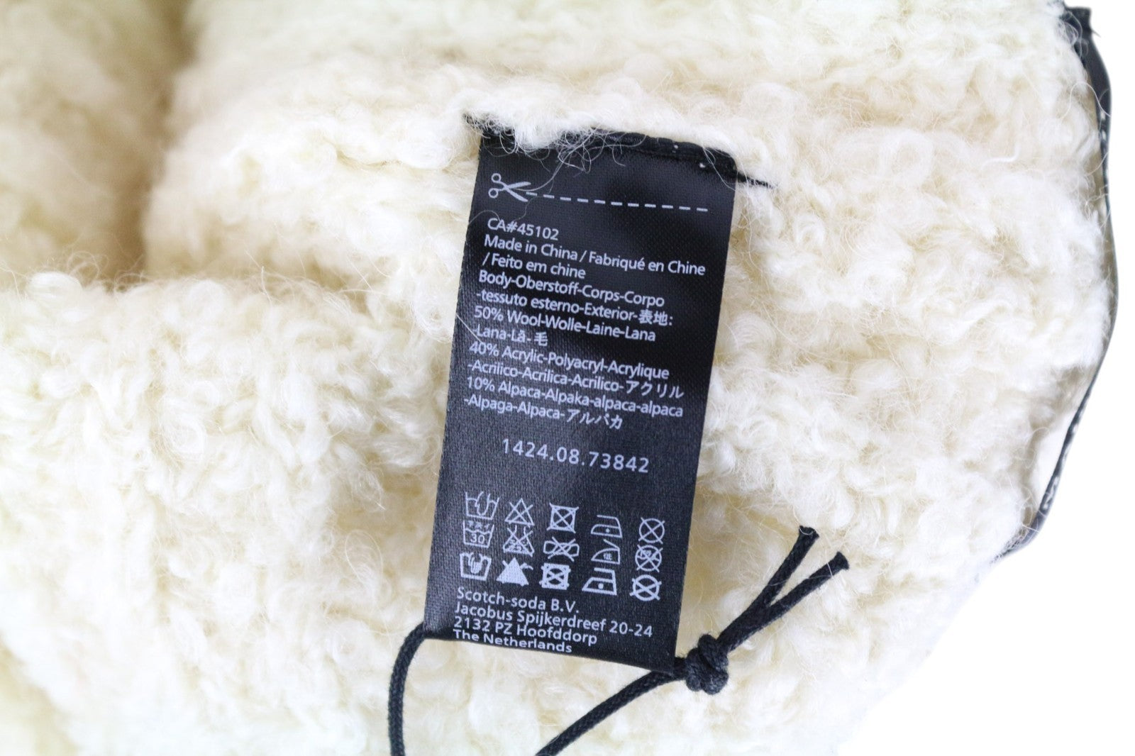 MAISON SCOTCH Women Hat One Size Off-White Beanie Wool Alpaca Teddie Pom Pom