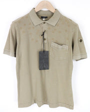 RICHMOND Men T-Shirt L Brown Green Khaki Short Sleeve Pure Cotton Polo