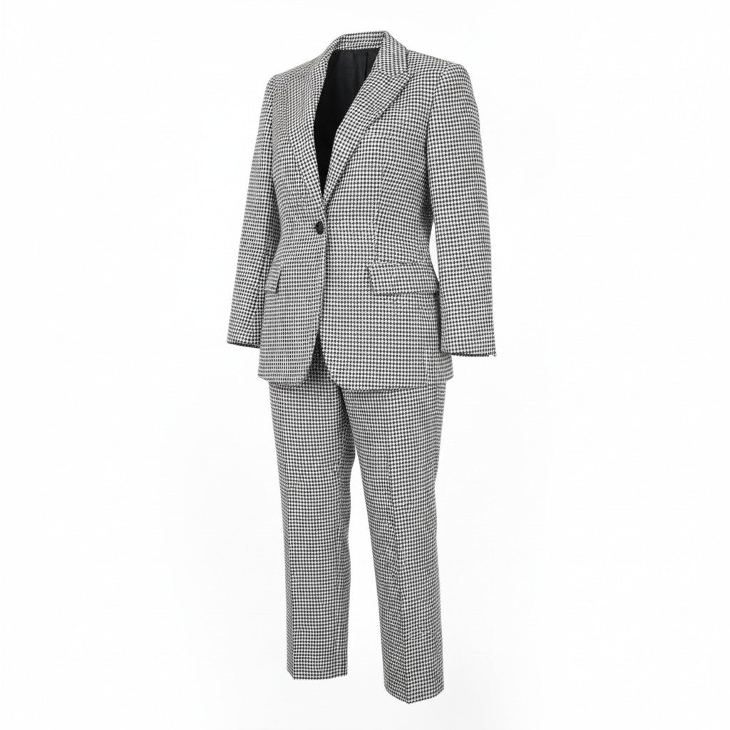 SUITSUPPLY La Spalla Women Suit UK30R S Formal Grey Pure Linen Patterned 2 Piece