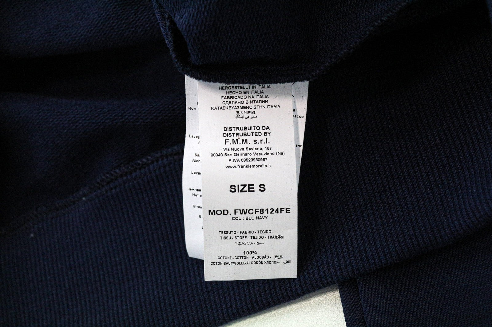 FRANKIE MORELLO Rica Women's Sweatshirt S Navy Cotton Pullover Long Sleeve