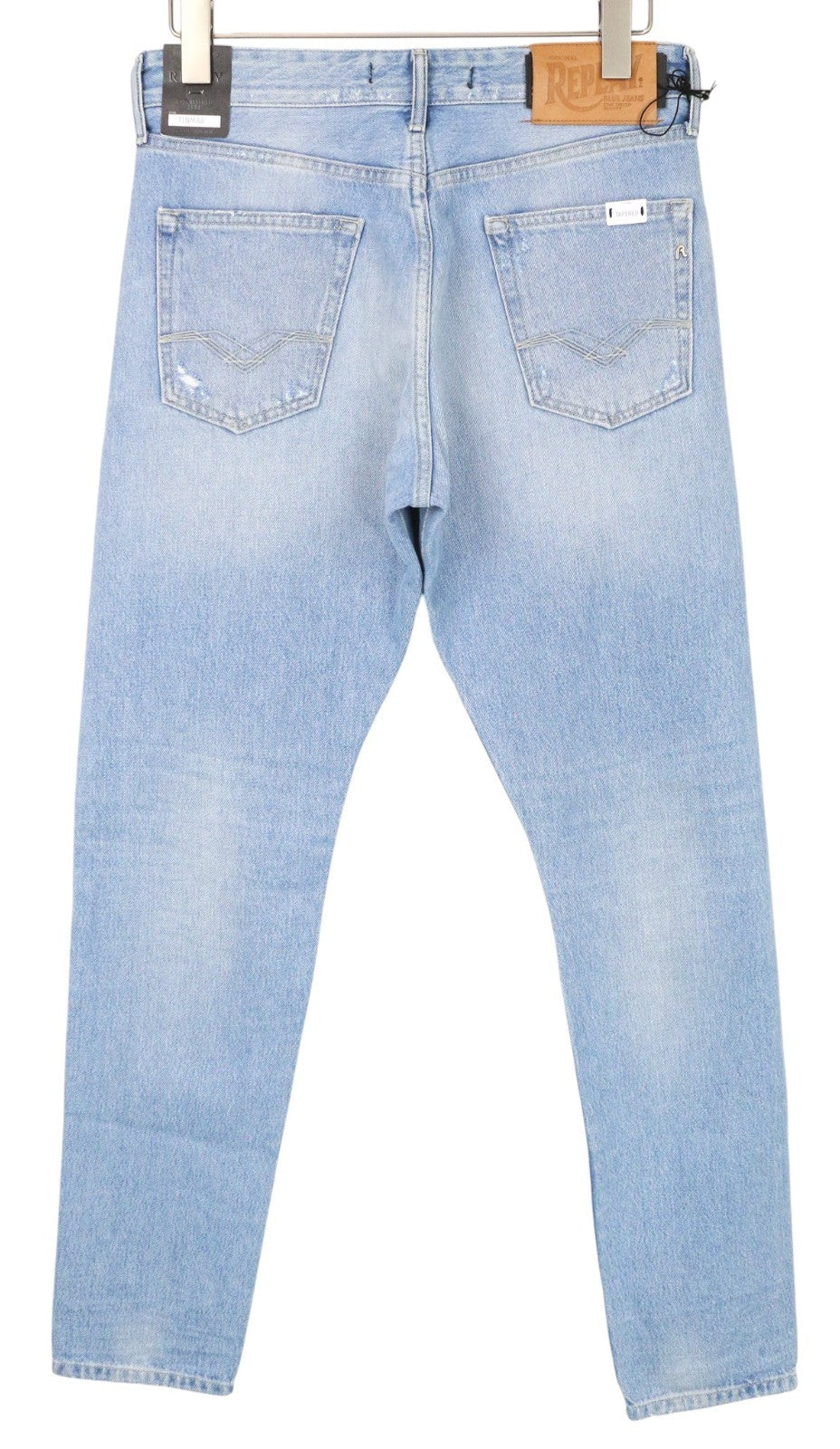 REPLAY Tinmar Men Jeans W30/L32 Tapered Fit Blue Pure Cotton Distressed Washed