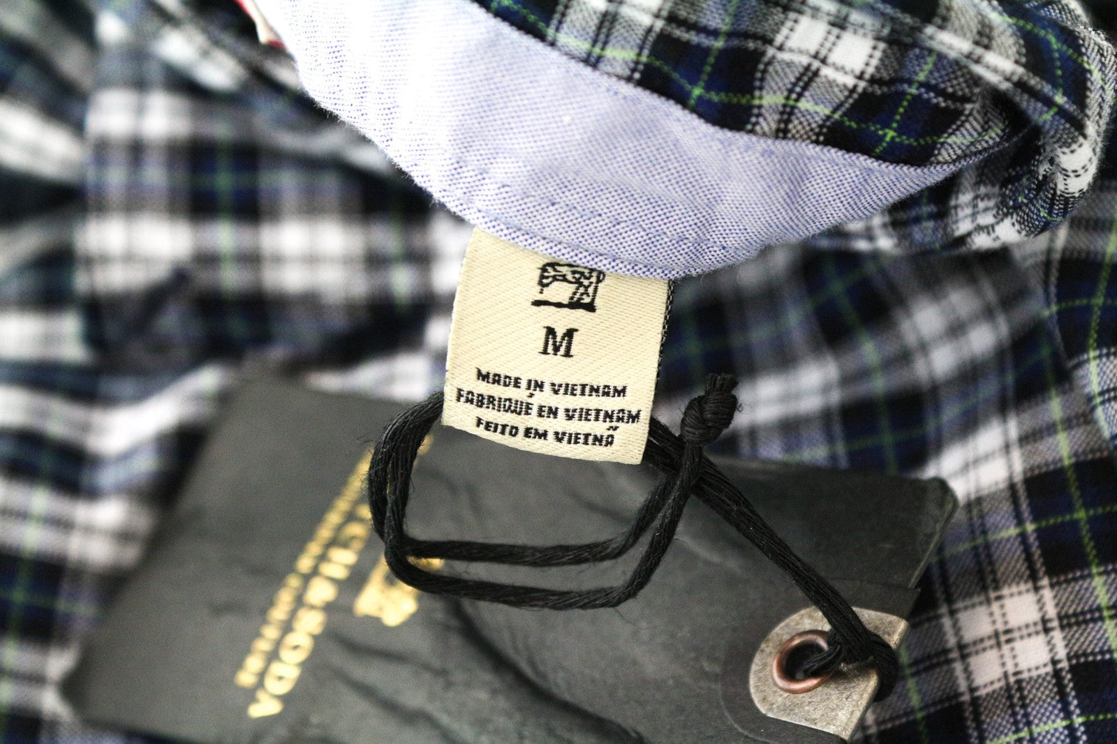 SCOTCH & SODA Ams Couture Men Shirt M Blue White Checked Long Sleeve Cotton
