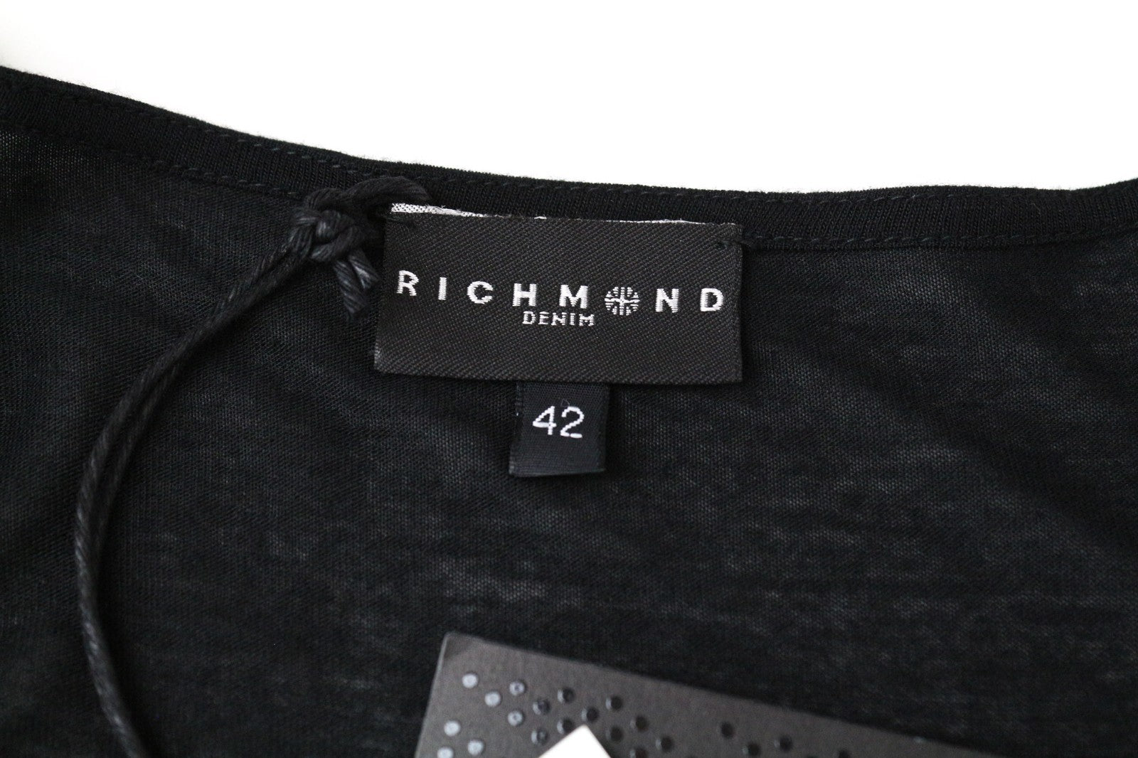 RICHMOND Women Dress 42 L Black 3/4 Sleeve Detailed Round Neck Wrap