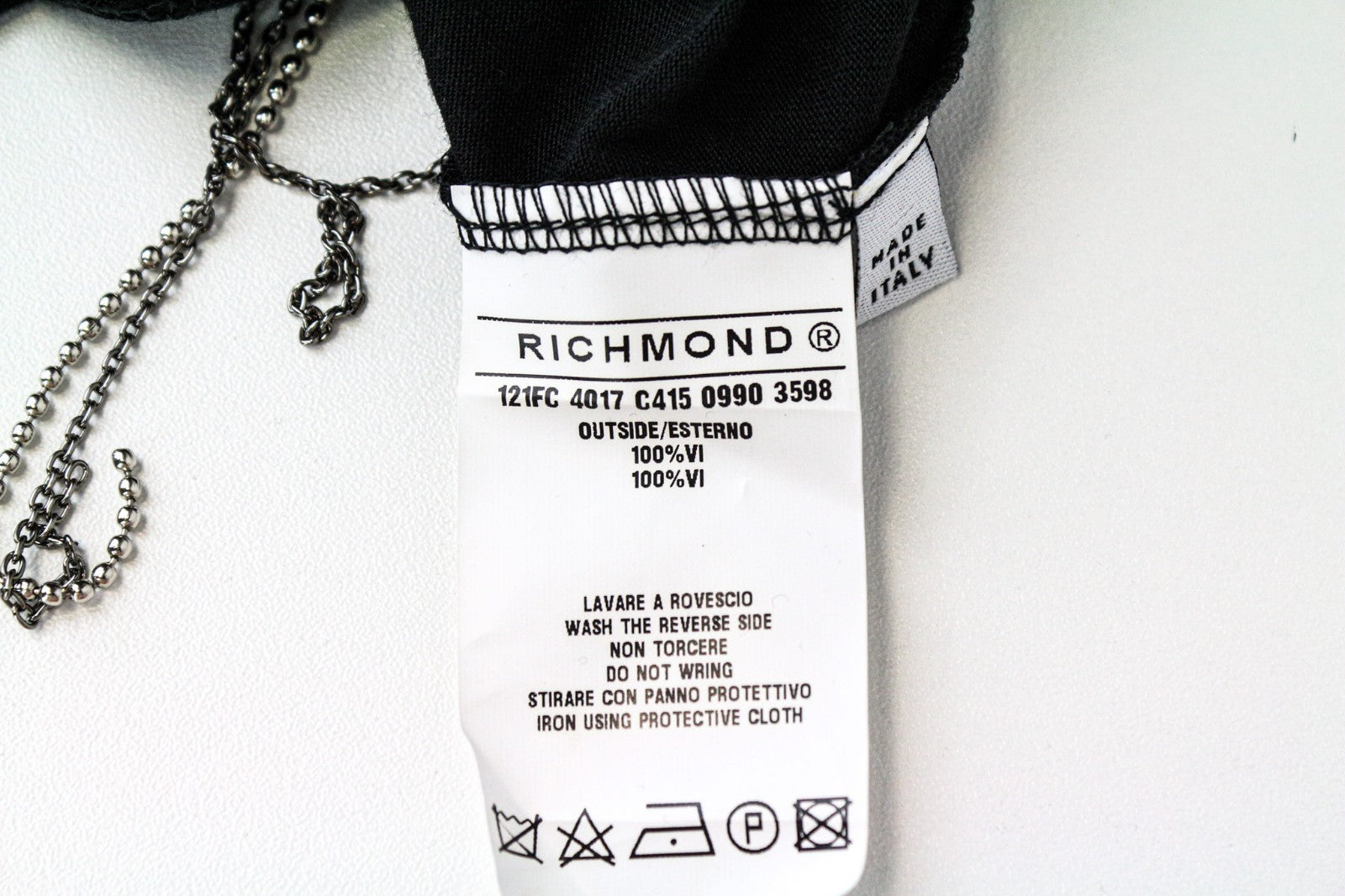 RICHMOND Women Dress 42 L Black 3/4 Sleeve Detailed Round Neck Wrap