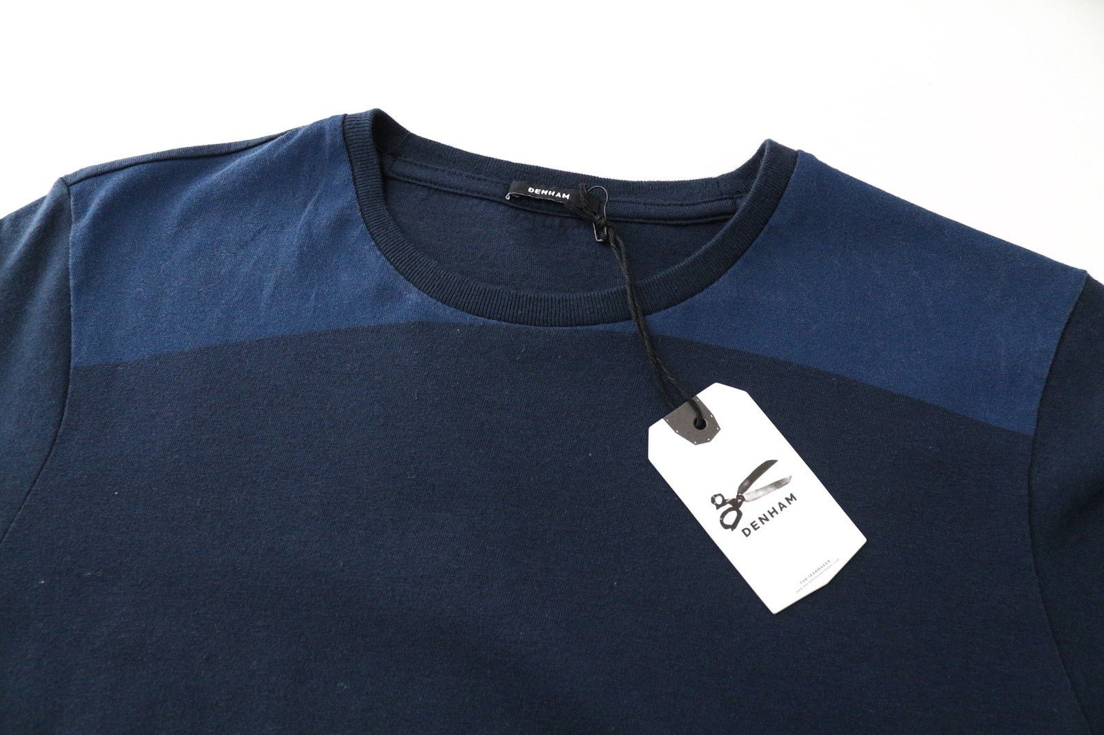 DENHAM Type-D Women T-Shirt XS Blue Pure Cotton Short Sleeved Casual Pull On