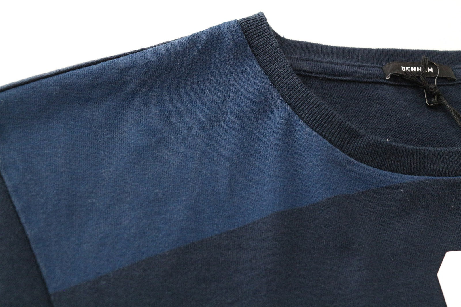 DENHAM Type-D Women T-Shirt XS Blue Pure Cotton Short Sleeved Casual Pull On