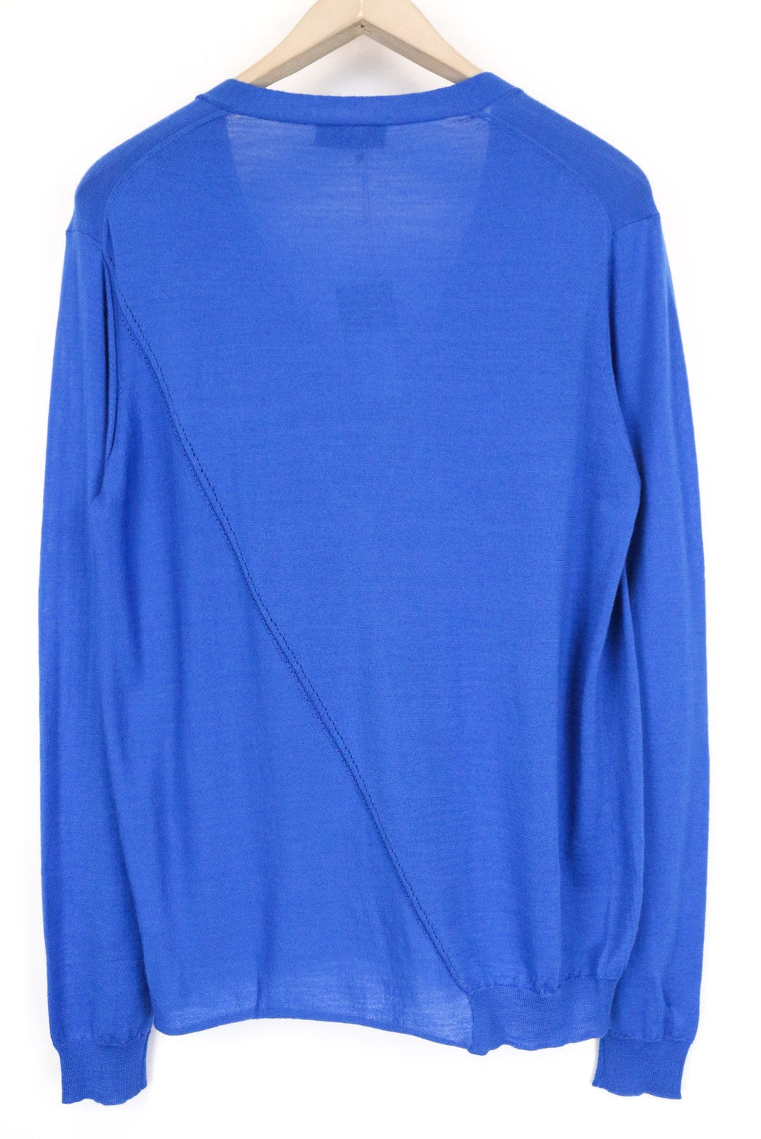 RICHMOND Men's Cardigan 50 Blue Pure Wool Casual Knit Long Sleeve Sweater