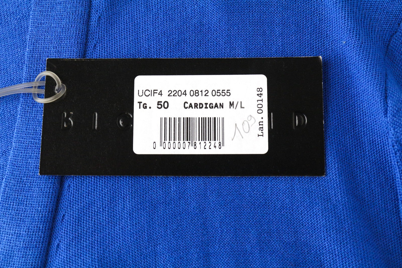 RICHMOND Men's Cardigan 50 Blue Pure Wool Casual Knit Long Sleeve Sweater