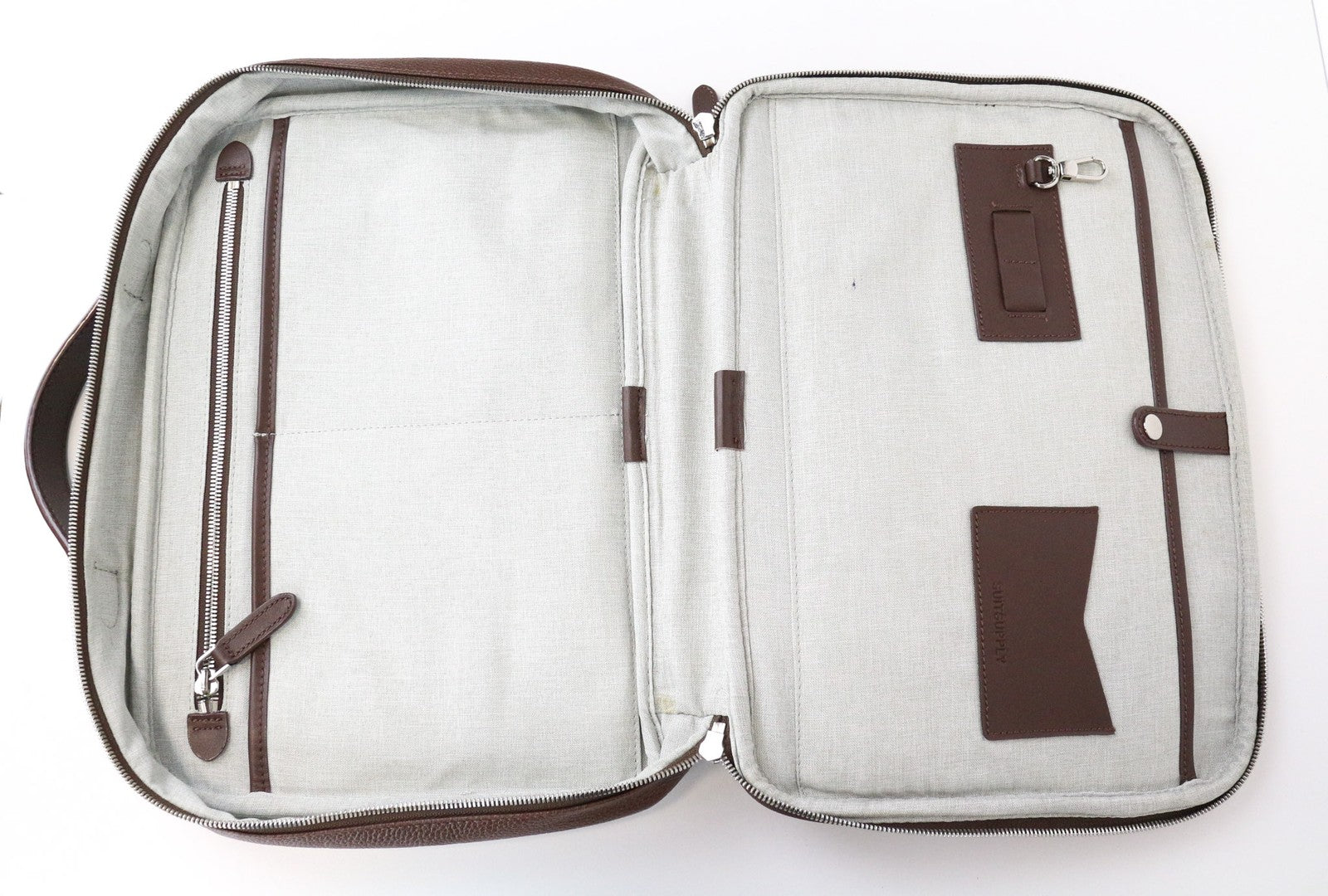 SUITSUPPLY Men Bag OS Brown Genuine Leather Office Computer Case Pocketed