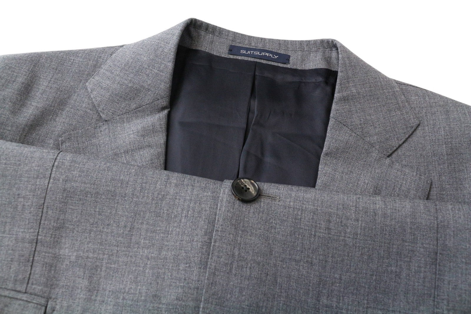 SUITSUPPLY La Spalla Men Suit UK44L Pure Wool S120s Grey 2-Piece Melange Slim