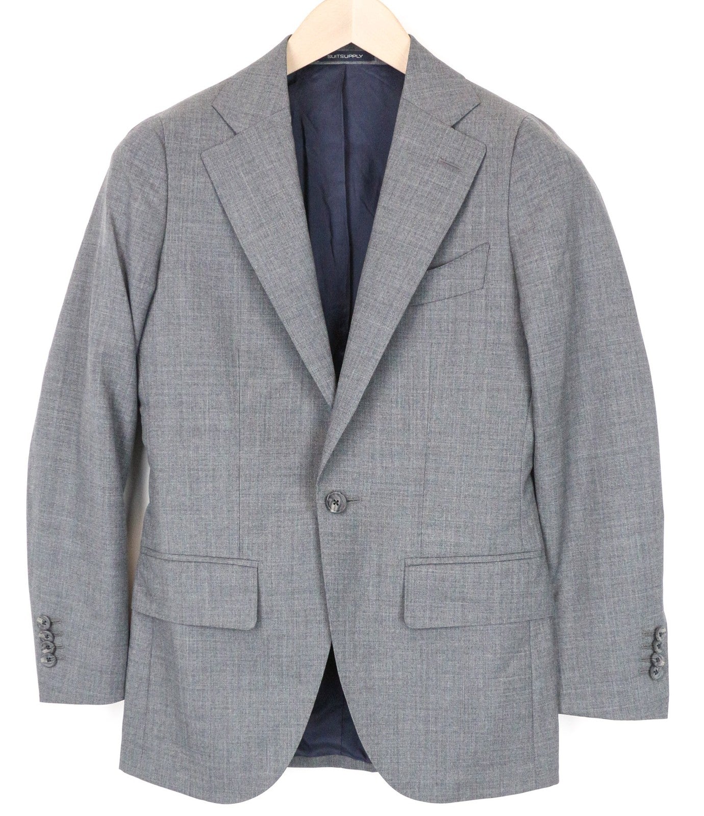 SUITSUPPLY La Spalla Men Blazer UK30R Super S120s Wool Mid Grey Melange Slim