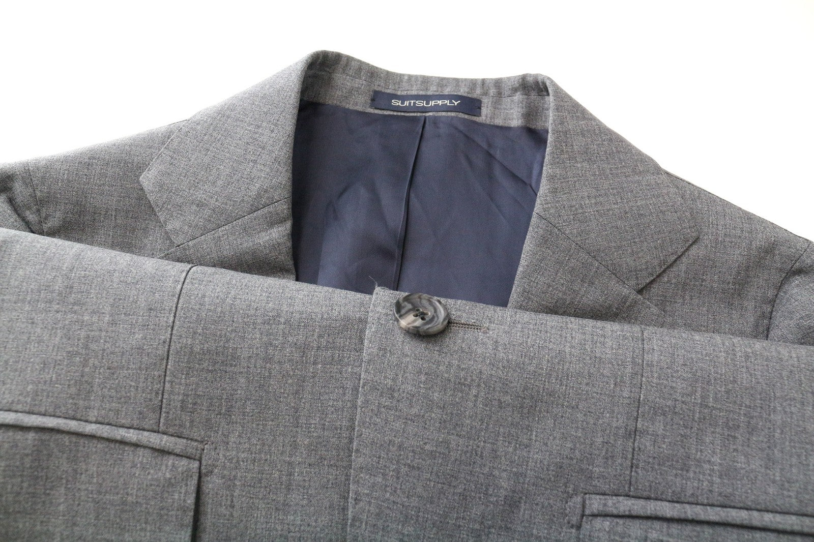 SUITSUPPLY La Spalla Men Blazer UK30R Super S120s Wool Mid Grey Melange Slim