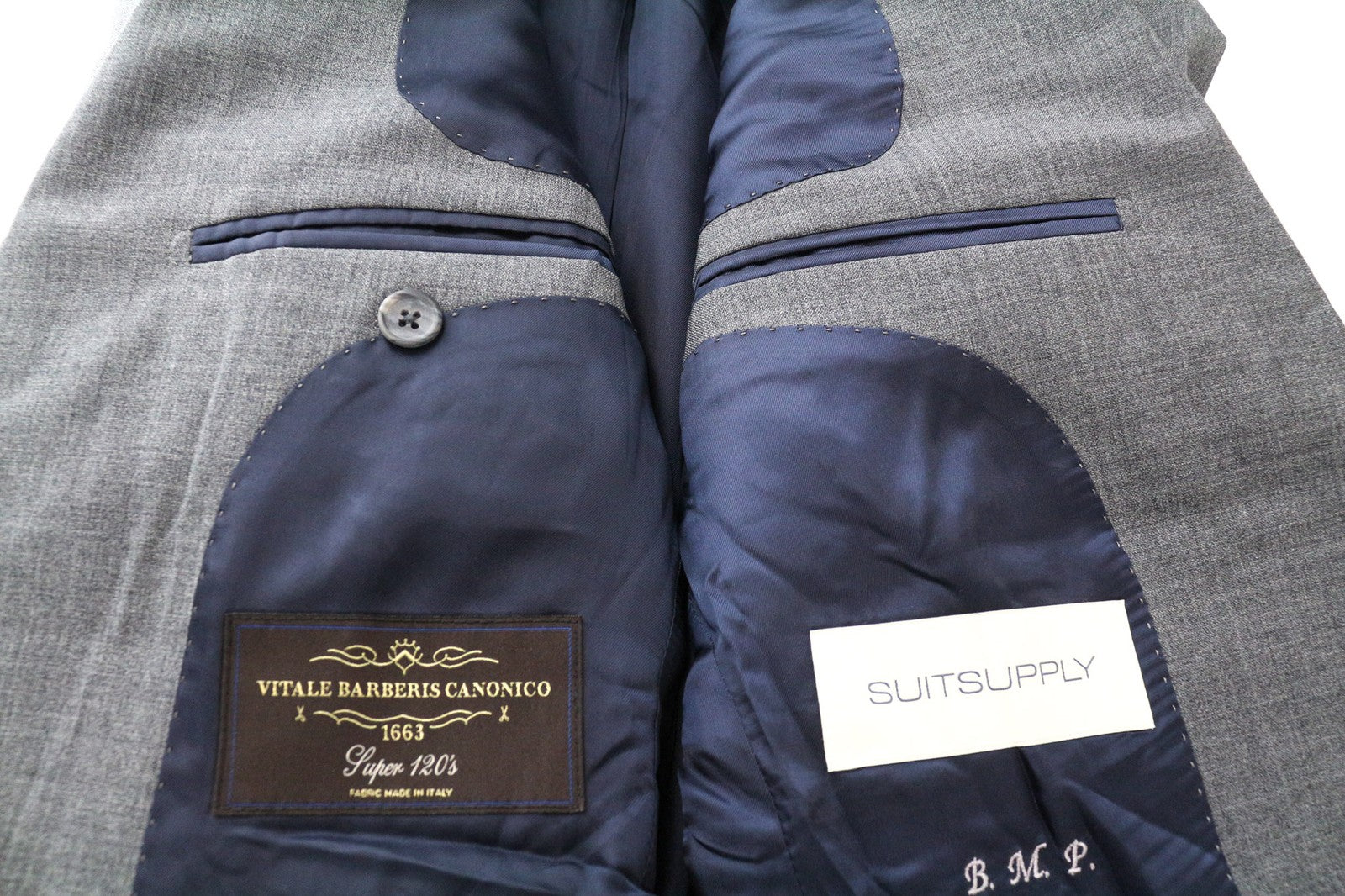 SUITSUPPLY La Spalla Men Blazer UK30R Super S120s Wool Mid Grey Melange Slim