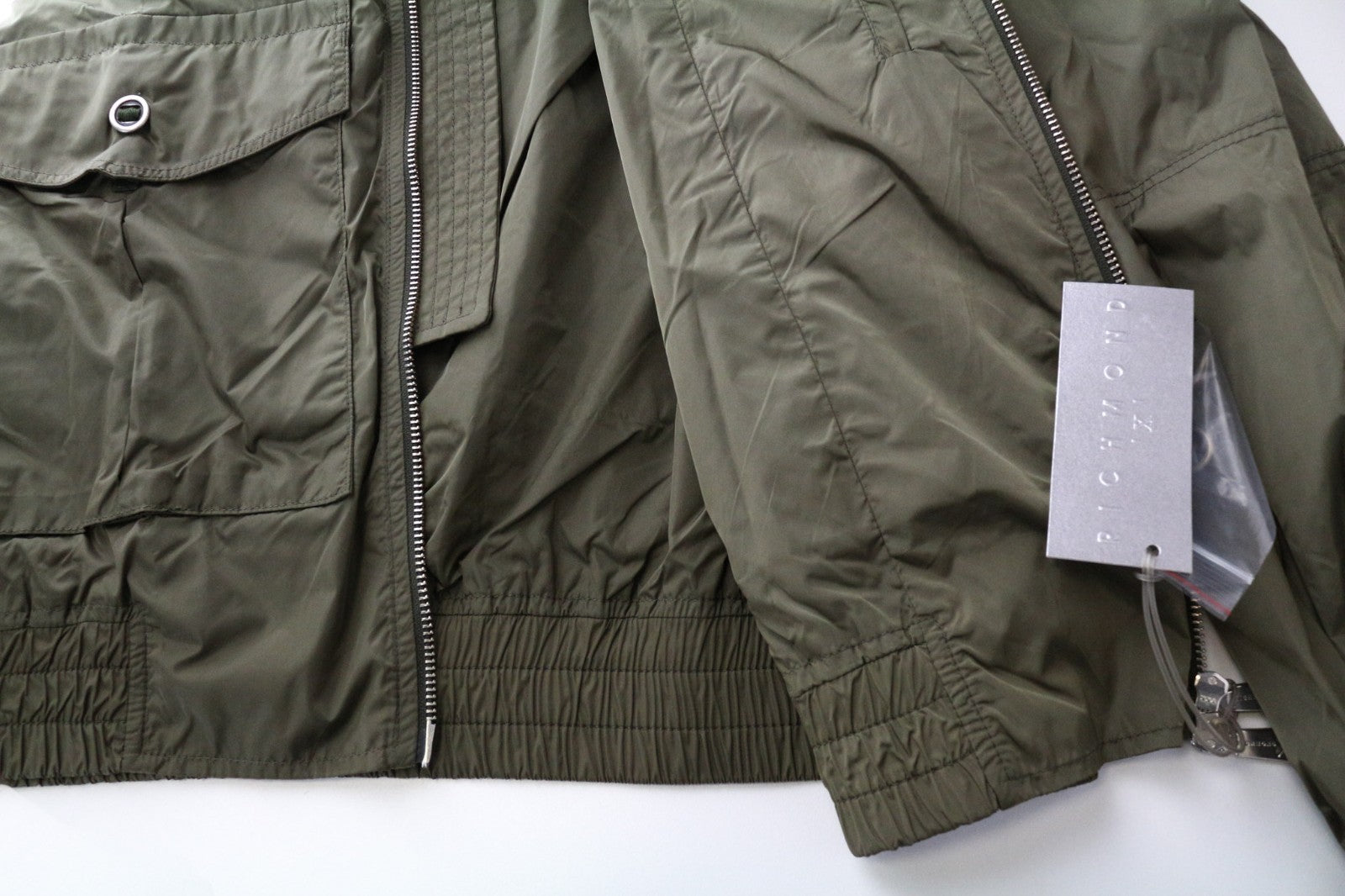 RICHMOND Men Jacket IT52 L Dark Moss Green MA2 Bomber Full Zip Military
