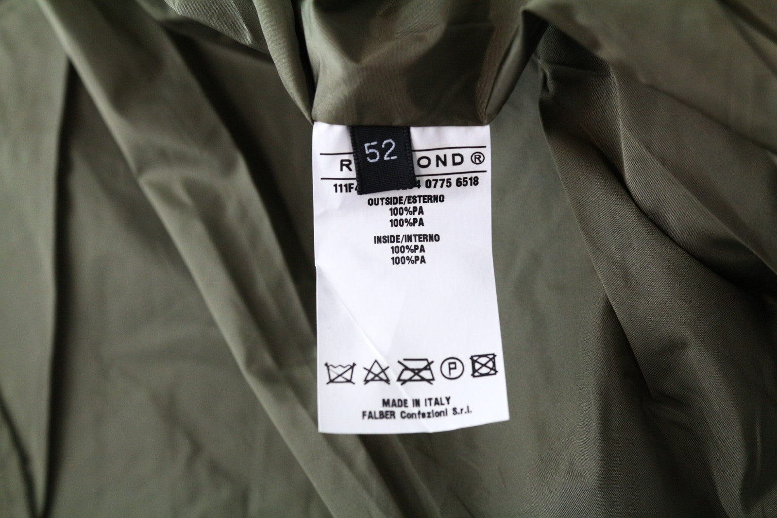 RICHMOND Men Jacket IT52 L Dark Moss Green MA2 Bomber Full Zip Military