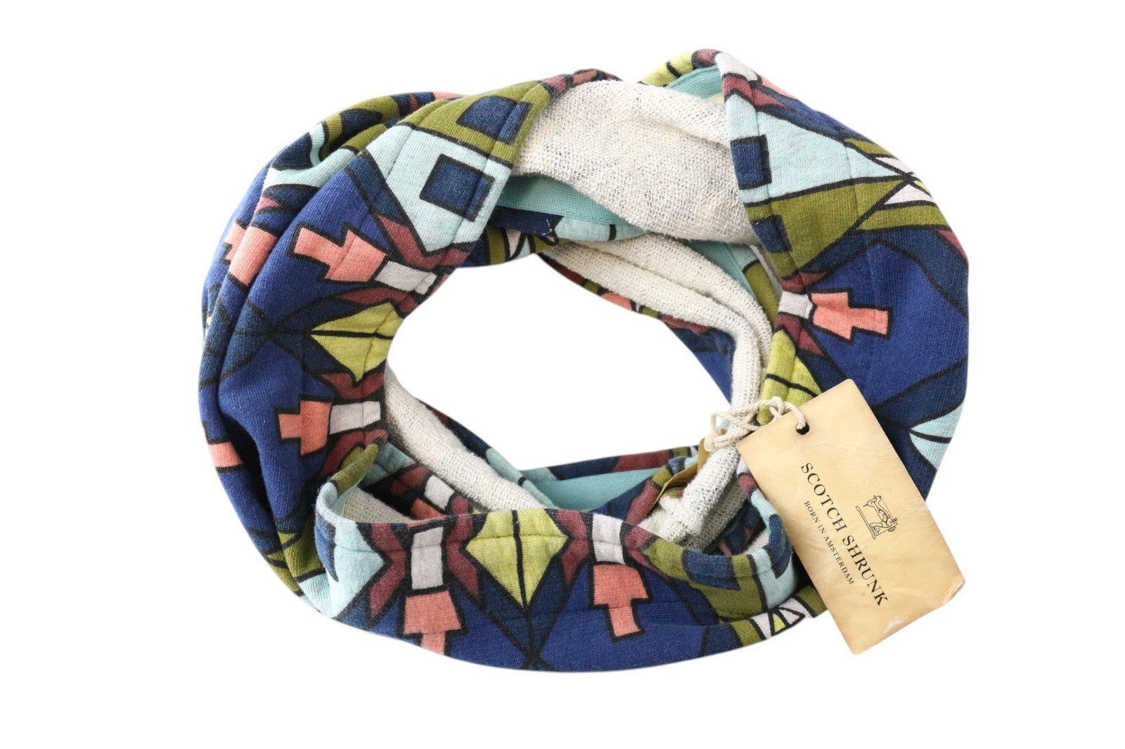 SCOTCH & SODA Men Scarf One Size Blue Boys Geometric Cotton Classic Tube Woven