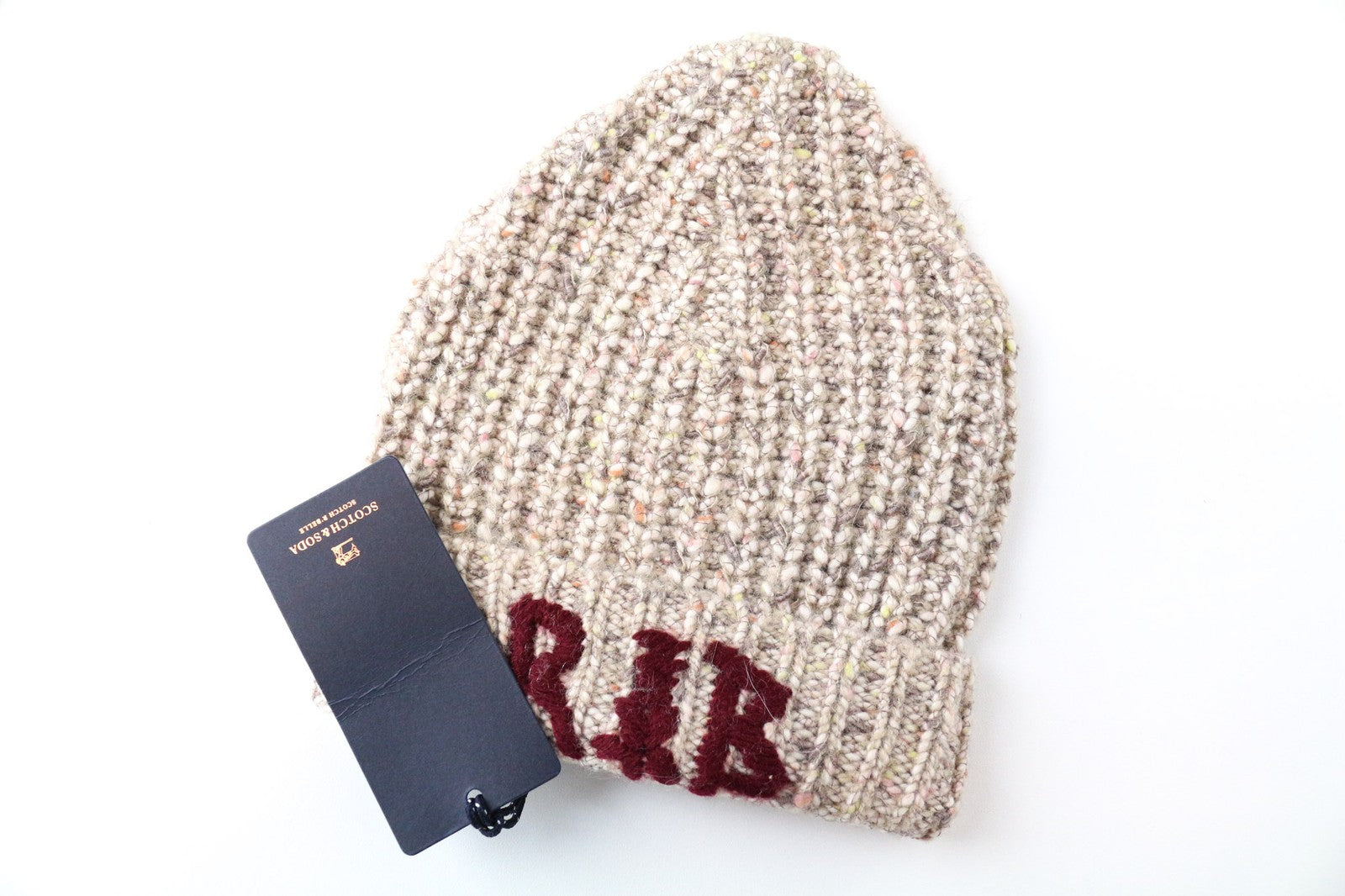 SCOTCH & SODA Women Hat One Size Beige Girls Beanie Melange Wool Blend Chunky