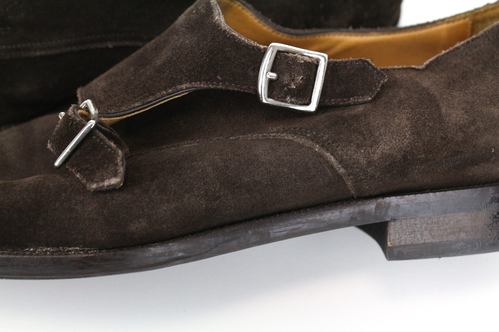 SUITSUPPLY Men Formal Shoes EU43 Brown Suede Calf Leather Double Monk Strap