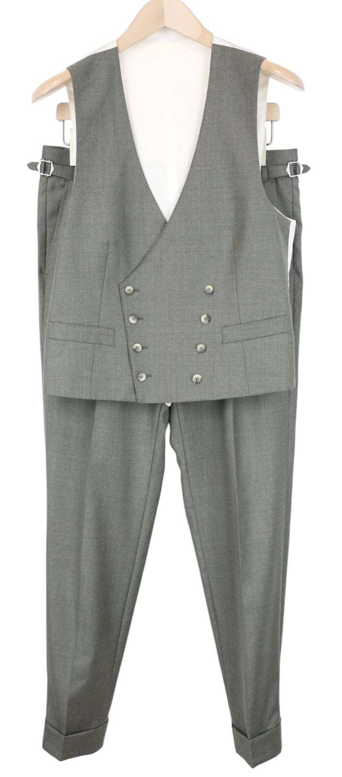 SUITSUPPLY Men Suit UK36S Double-Breasted Waistcoat Trousers Wool Green 2Piece