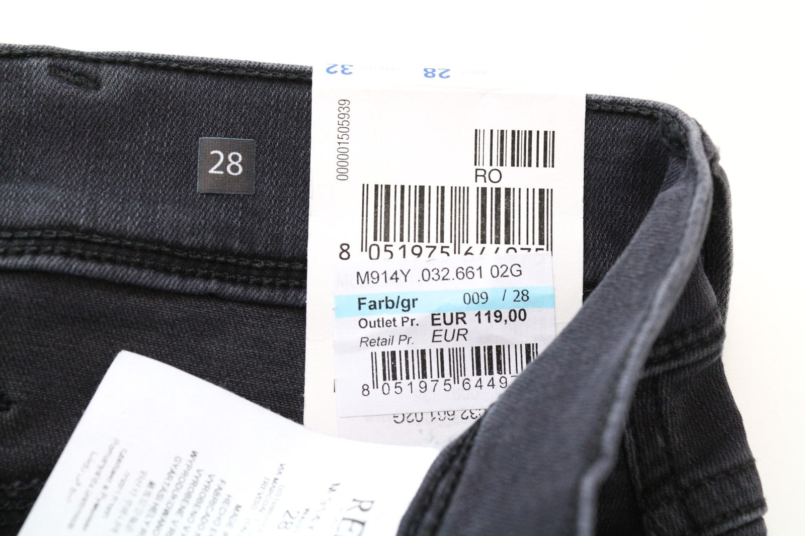 REPLAY Anbass Men Jeans W28/L32 Slim Greyish Blue Cotton Stretch Distressed