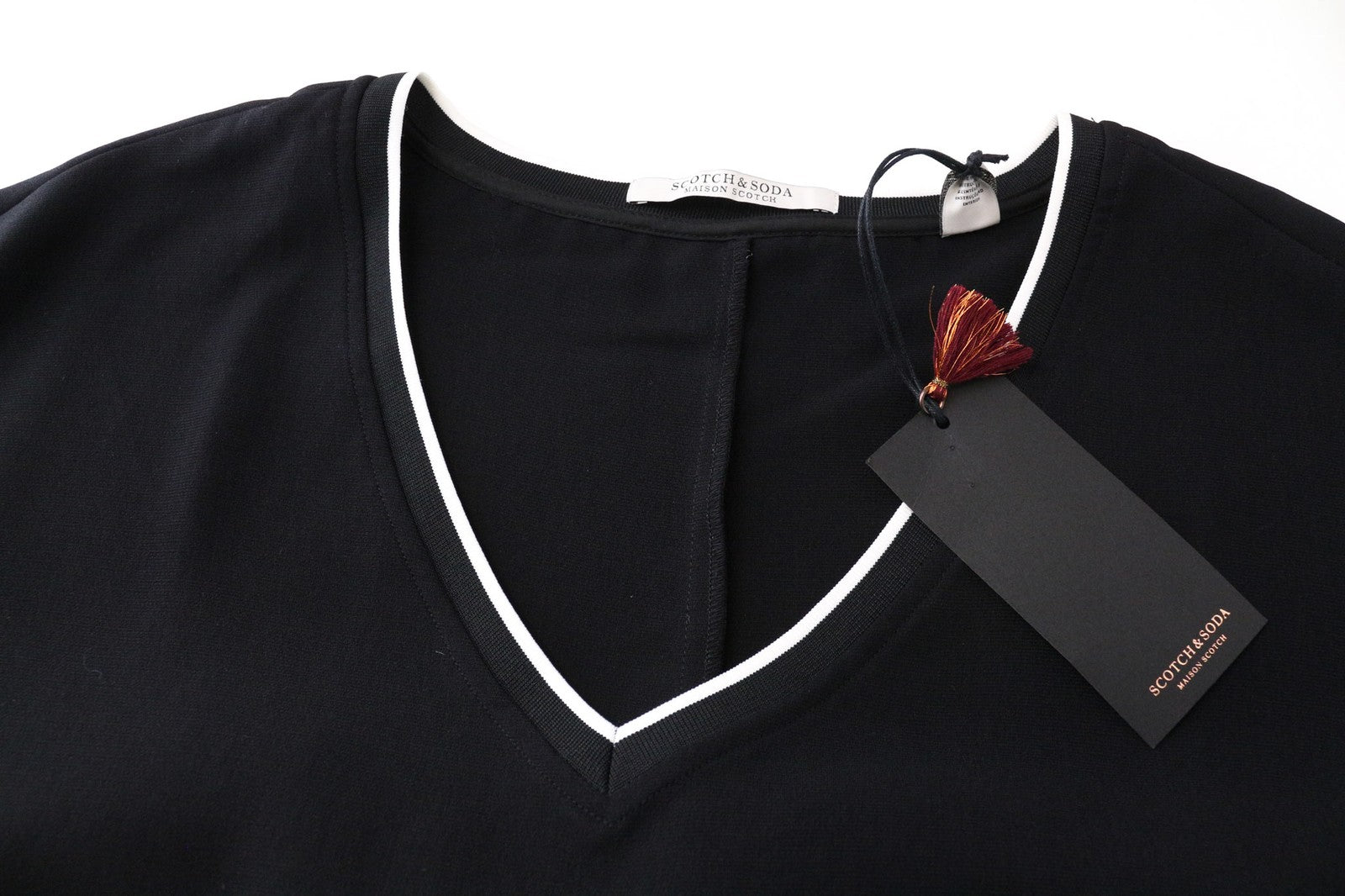 MAISON SCOTCH Women Dress M Black Layered Short Sleeved V-Neck Short