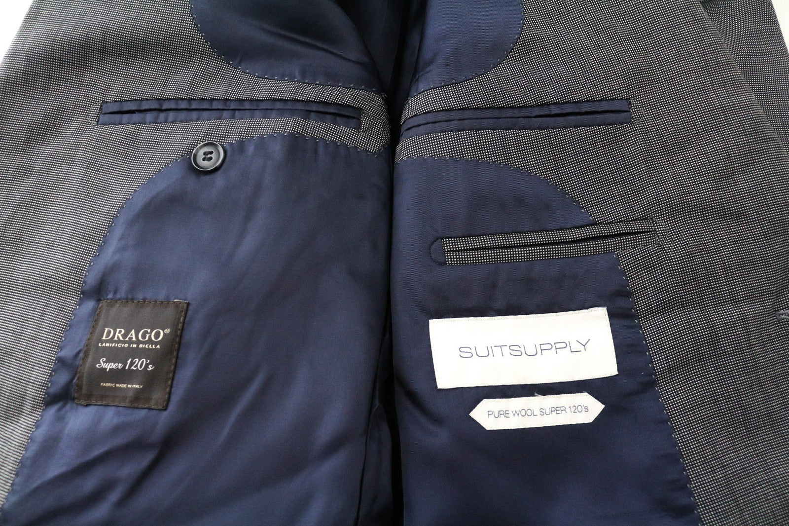 SUITSUPPLY Napoli Men Blazer UK40R Grey Pure Wool Super 120's Single-Breasted