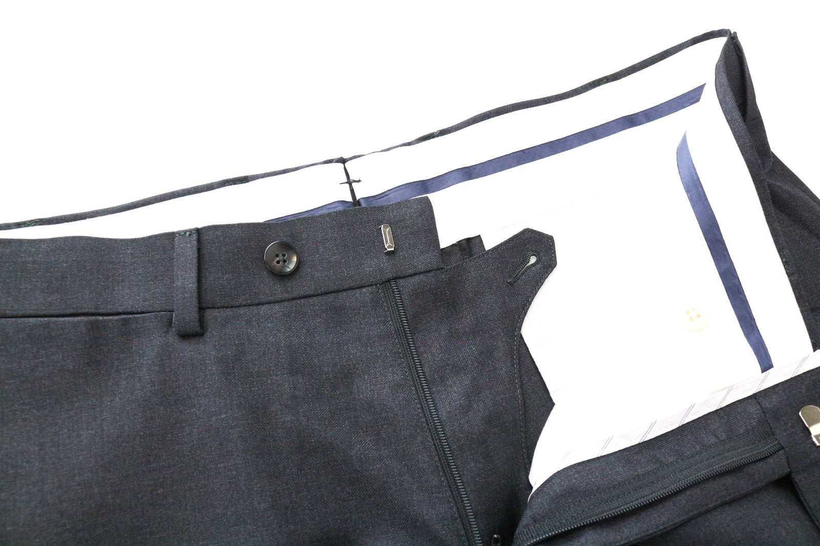 SUITSUPPLY Brescia Men Trousers UK42S Dark Grey Pure Wool Classic Pleated Lined