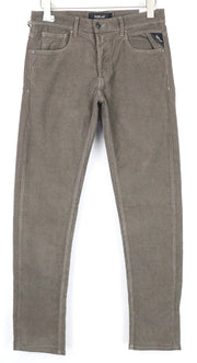 REPLAY Grover Men Trousers W29/L34 Straight Fit Brown Cotton Stretch Corduroy