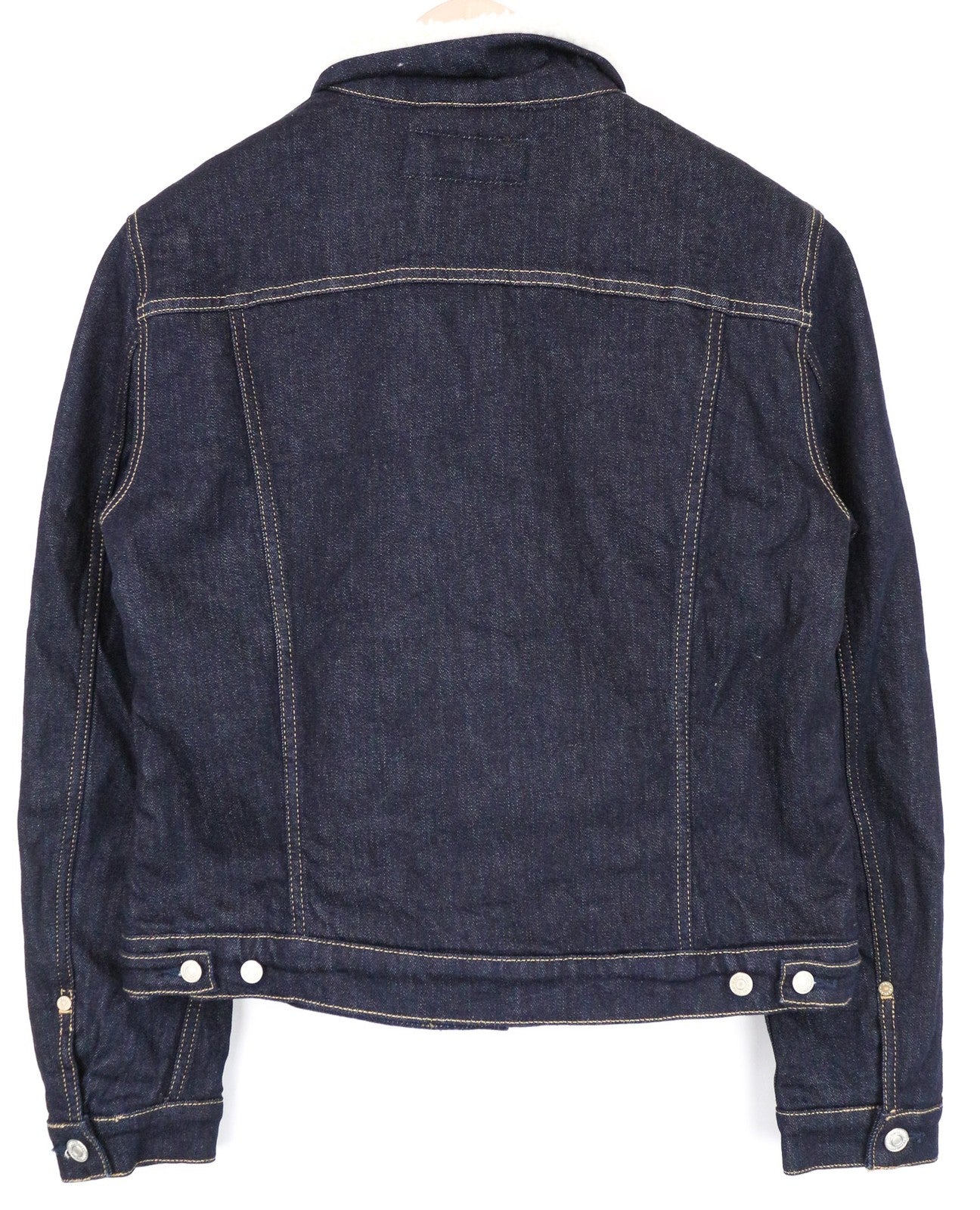 REPLAY Women Jacket L Blue Cotton Stretch Denim Cropped Single-Breasted
