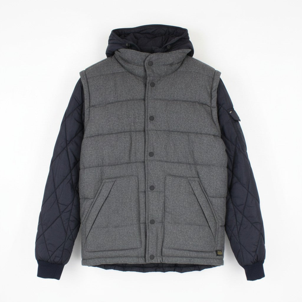 SCOTCH & SODA Ams Couture Men Jacket 2XL Grey Blue Wool Blend Hooded 2in1 Gilet