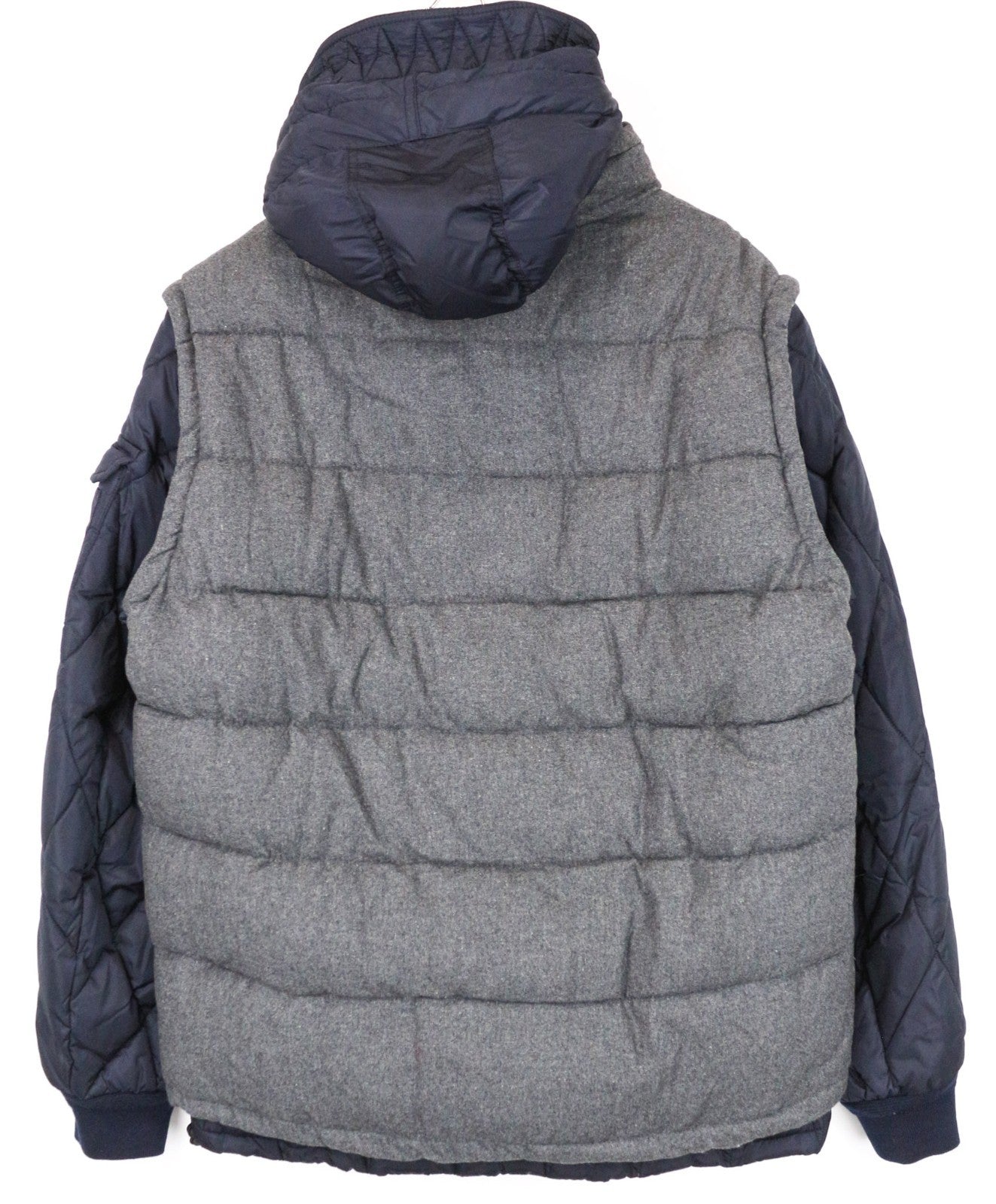 SCOTCH & SODA Ams Couture Men Jacket 2XL Grey Blue Wool Blend Hooded 2in1 Gilet