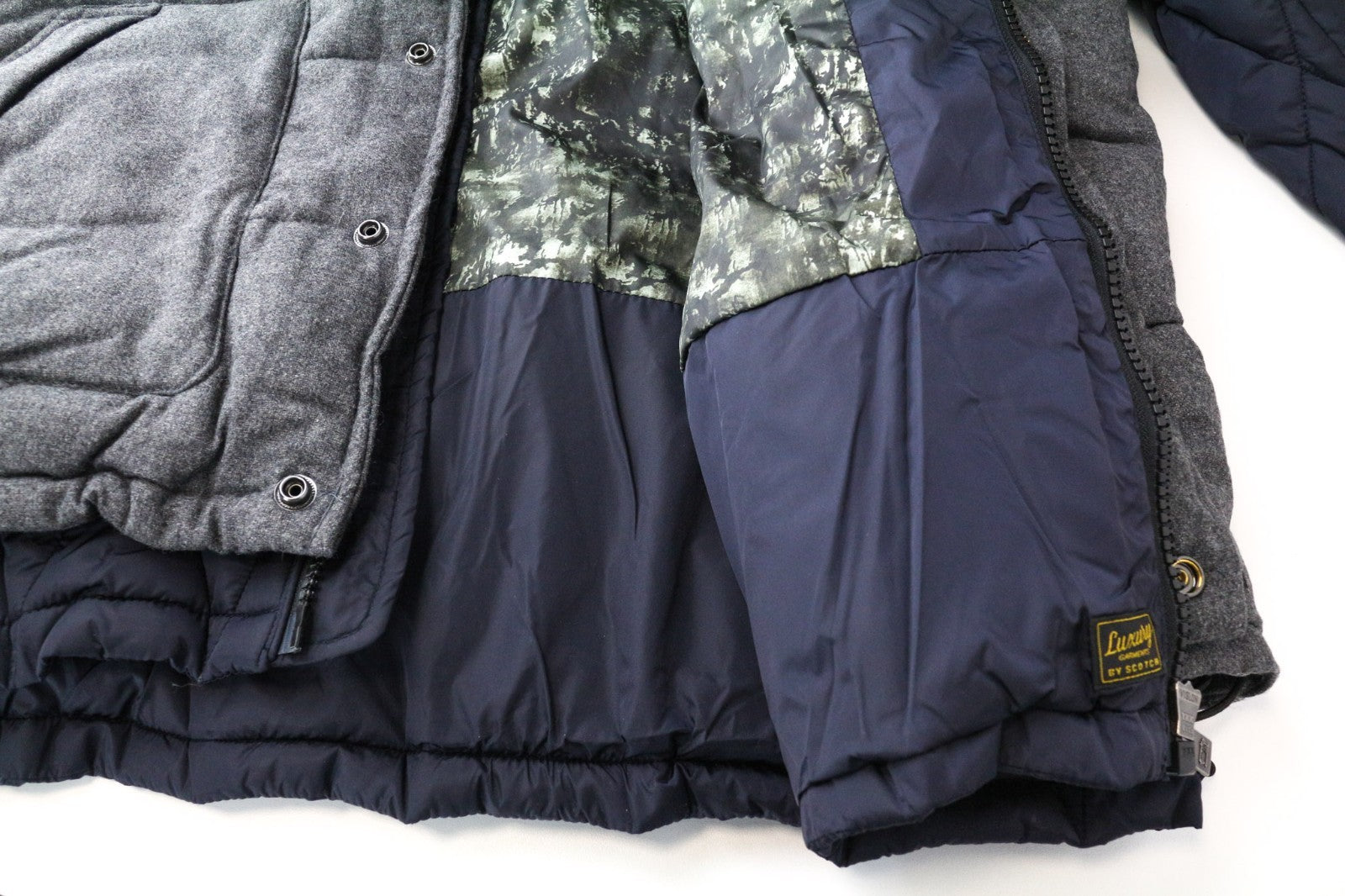 SCOTCH & SODA Ams Couture Men Jacket 2XL Grey Blue Wool Blend Hooded 2in1 Gilet
